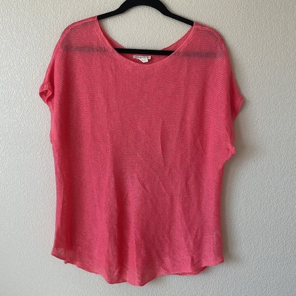 Eileen Fisher Tops - Eileen Fisher Organic Linen Open Knit Top M Lagenlook Pink Beachy Oversized Boho
